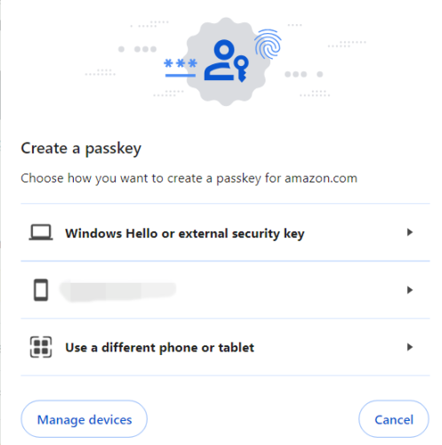 Amazon Create Passkey
