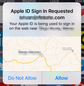 Apple ID 2FA prompt