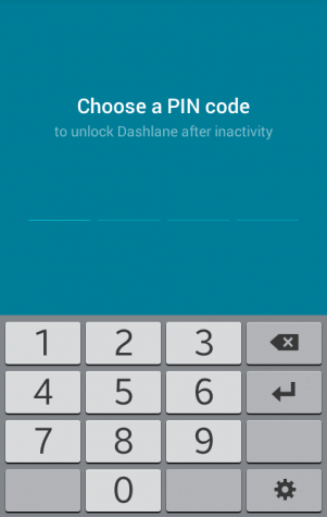 PIN Code Setup in Dashlane's App