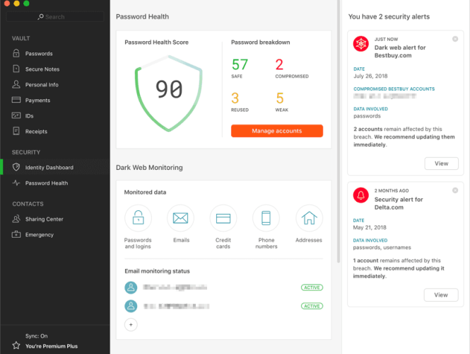 Identity Dashboard With Security Alerts