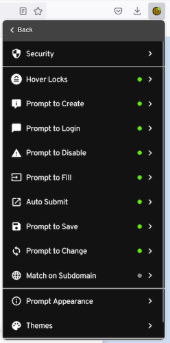 Keeper Browser Extension Settings