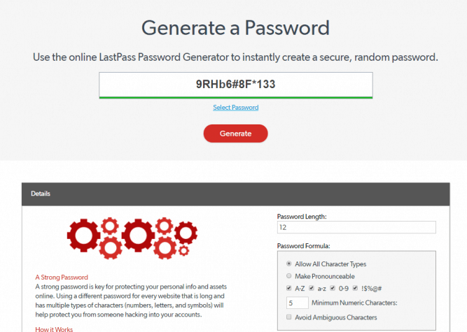 lastpass generate password