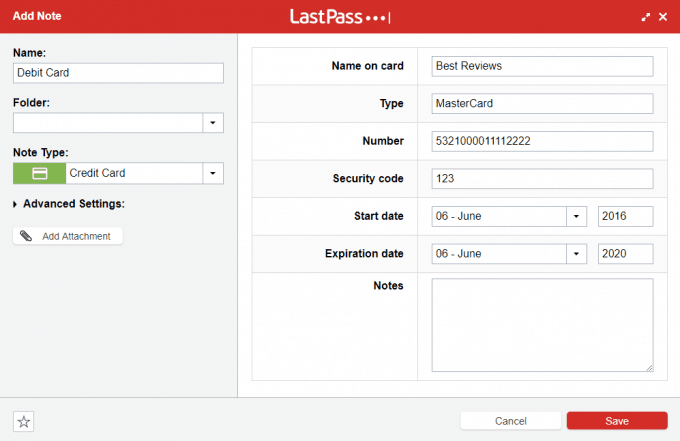 LastPass Secure Notes