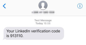 LinkedIn verification code SMS