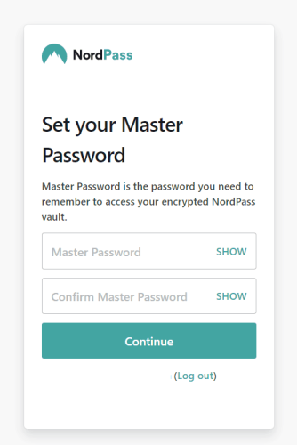 NordPass master password