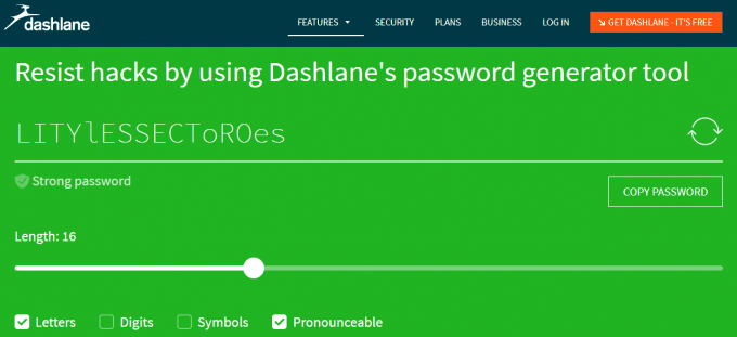 Dashlane's Online Password Generator