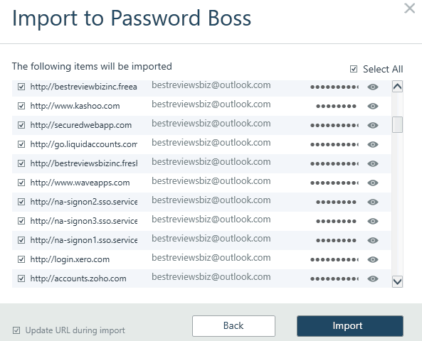Importing Browser Data to Password Boss
