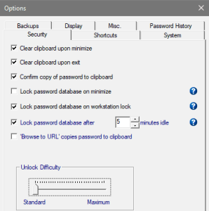 Additional Security Options in Password Safe