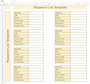 Spreadsheet Templates for Storing Passwords: The Good Old Approach ...