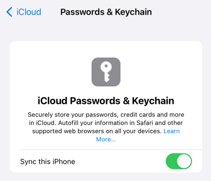 iCloud Keychain Activation