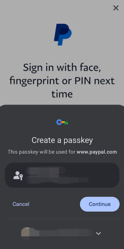 PayPal Save Passkey