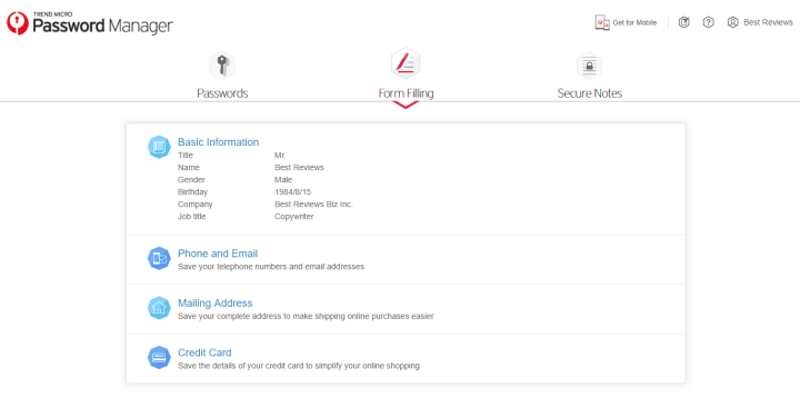 Form Filling Options in Trend Micro
