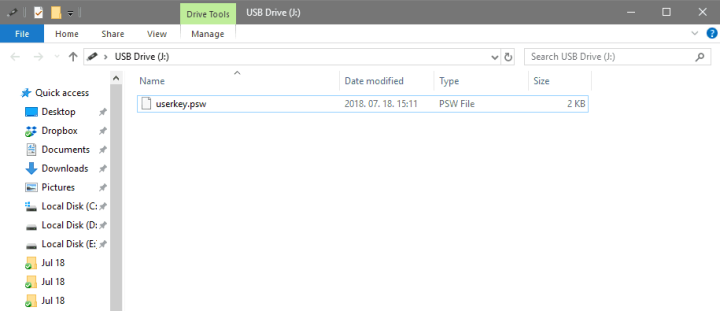 Password Reset Disk File on Flash Drive